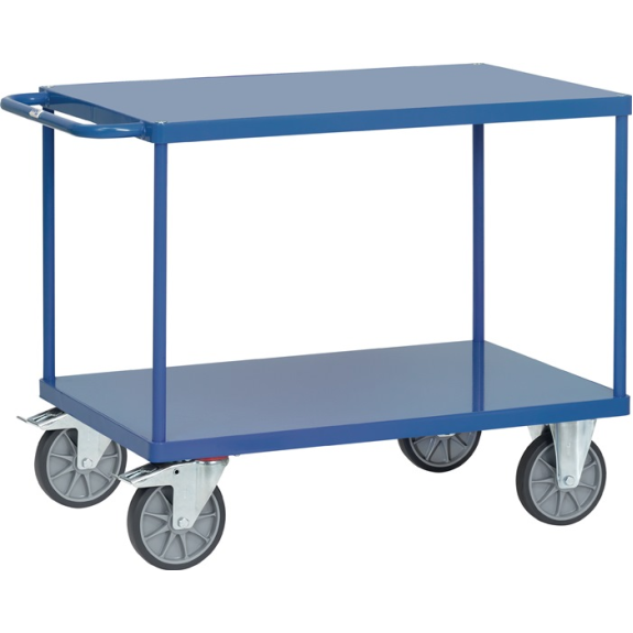 Tischwagen 2 Ladeflächen L1000xB700mm brillantblau Trgf.600kg Stahlblechboden Tischwagen 2 Ladeflächen L1000xB700mm brillantblau Trgf.600kg Stahlblechboden-Beschreibung lesen