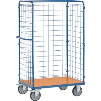 Paketwagen Drahtgitterverkleidung L1200xB800mm brillantblau 1 Längsseite offen-Beschreibung lesen