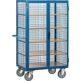 Etagenwagen L1170xB745xH1792mm Trgf.750kg 4Etagen Drahtgitter m.Flügeltür-Beschreibung lesen