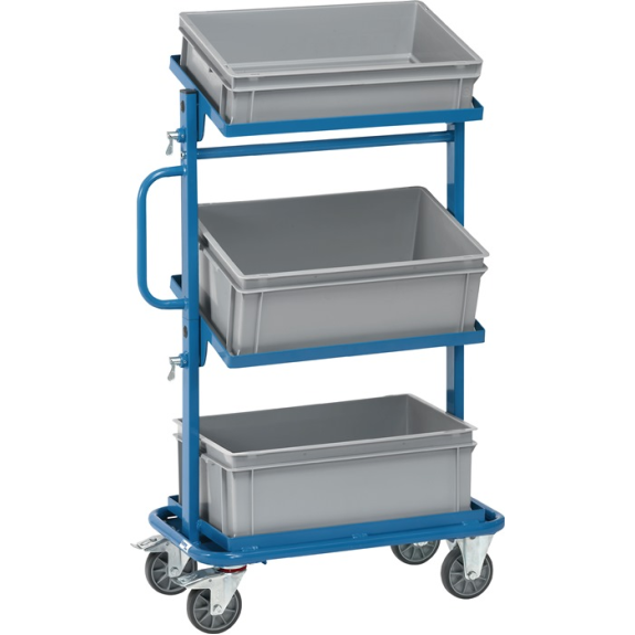 Carro lateral Trgf.200kg 1 fijo 2 niveles inclinables con cajas Ku azul brillante-Leer más
