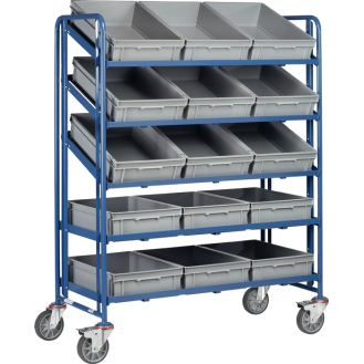 Eurokastenwagen Trgf.250kg m.15Kästen 400x600mm m.offenem Rahmen brillantblau-Beschreibung lesen