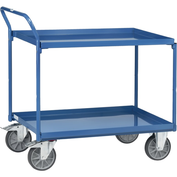 Tischwagen Bügel senkrecht 2Stahlblechwan L1000xB700mm Rand-H.40mm brillantbl Tischwagen Bügel senkrecht 2Stahlblechwan L1000xB700mm Rand-H.40mm brillantbl-Beschreibung lesen