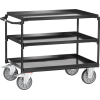 Tischwagen Bügel waagerecht 3Stahlblechwannen L850xB500mm Rand-H.40mm grau