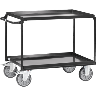 Tischwagen Bügel waagerech 2Stahlblechwannen L1000xB700mm Rand-H.40mm grau-Beschreibung lesen
