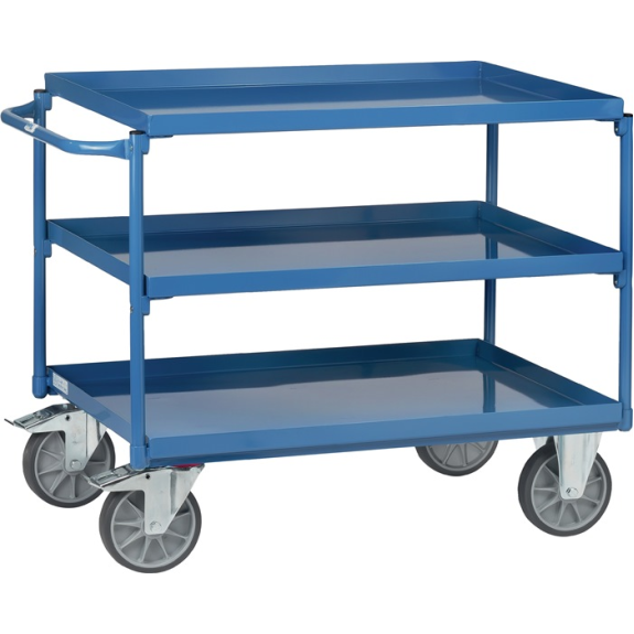 Tischwagen Bügel waagerecht 3Stahlblechwan L1000xB700mm Rand-H.40mm brillantbl Tischwagen Bügel waagerecht 3Stahlblechwan L1000xB700mm Rand-H.40mm brillantbl-Beschreibung lesen