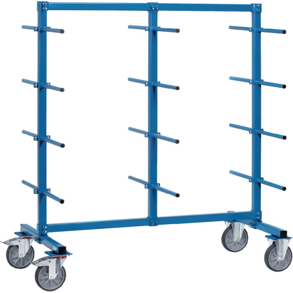 Tragarmwagen L1200xB800mm zweis.STA brillantblau 24 Tragarme höhenv Tragarmwagen L1200xB800mm zweis.STA brillantblau 24 Tragarme höhenv-Beschreibung lesen