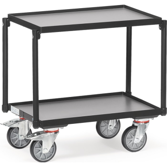 Tischwagen 2 Ladeflächen L605xB408mm grau Trgf.250kg o.Bügel-Beschreibung lesen