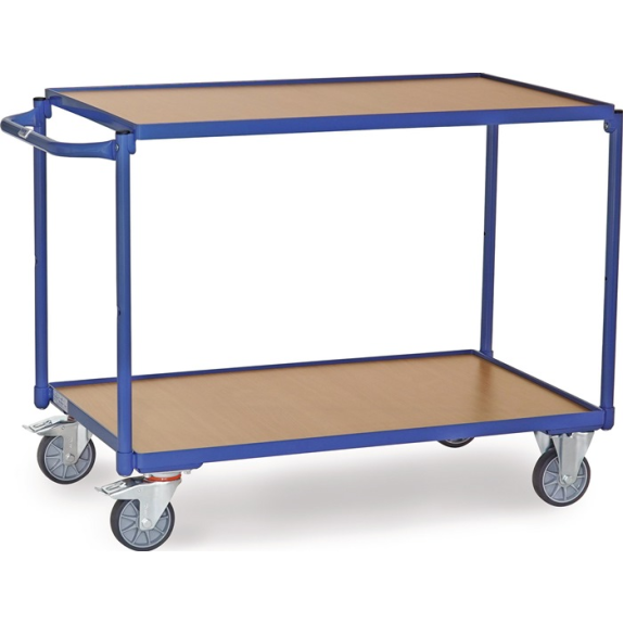 Chariot de table 2 zones de chargement L1200xL800mm bleu brillant Trgf.300kg support horizontal-Leggi tutto