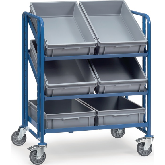Eurokastenwagen Trgf.200kg m.6Kästen 400x600mm m.offenem Rahmen brillantblau Eurokastenwagen Trgf.200kg m.6Kästen 400x600mm m.offenem Rahmen brillantblau-Beschreibung lesen