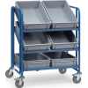 Eurokastenwagen Trgf.200kg m.6Kästen 400x600mm m.offenem Rahmen brillantblau