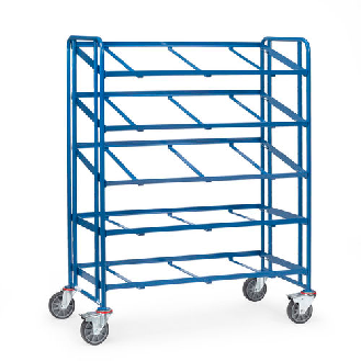 Servante pour bacs, armature ouverte, 5 plateaux-Lire la description