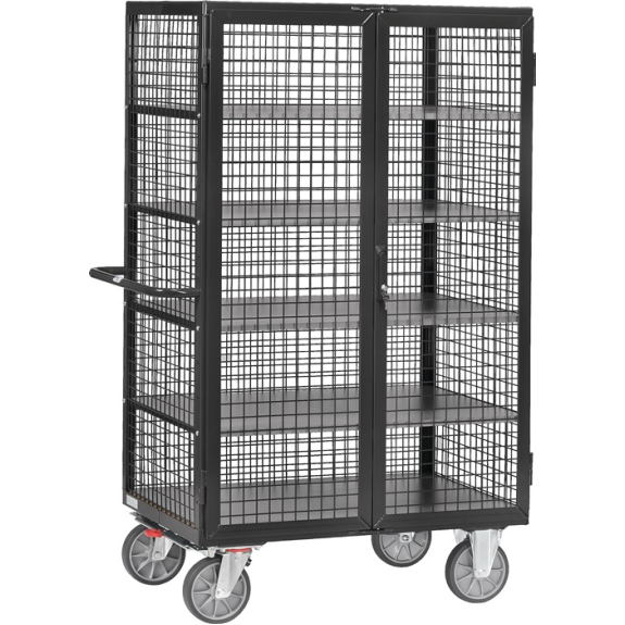 Etagenwagen L1170xB745xH1792mm Trgf.750kg 5 Etagen Drahtgitter, mit Flügeltür Etagenwagen L1170xB745xH1792mm Trgf.750kg 5 Etagen Drahtgitter, mit Flügeltür-Beschreibung lesen