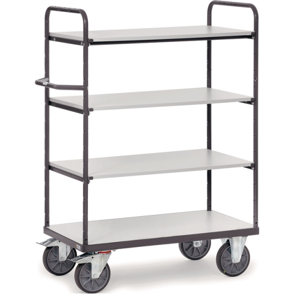 Carrello a ripiani L850xL500xH1455mm capacità di carico totale 500kg 4 ripiani conduttore di elettricità-Leggi tutto