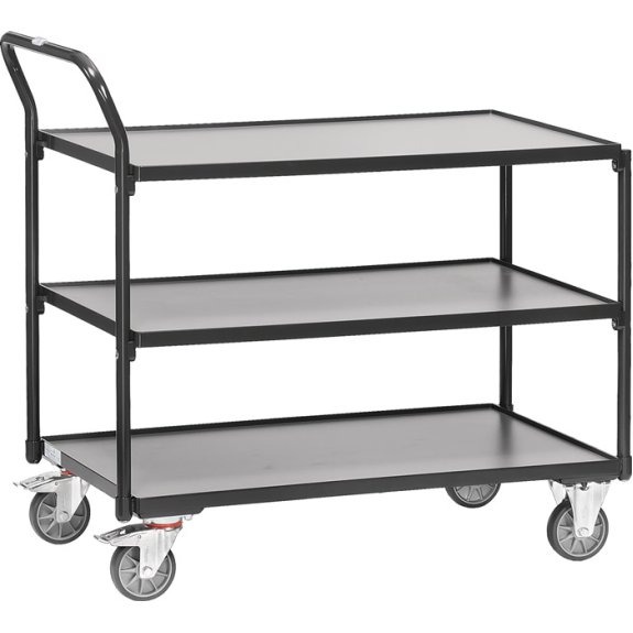 Tischwagen 3 Ladeflächen L850xB500mm grau Trgf.300 kg Bügel senkrecht Tischwagen 3 Ladeflächen L850xB500mm grau Trgf.300 kg Bügel senkrecht-Beschreibung lesen