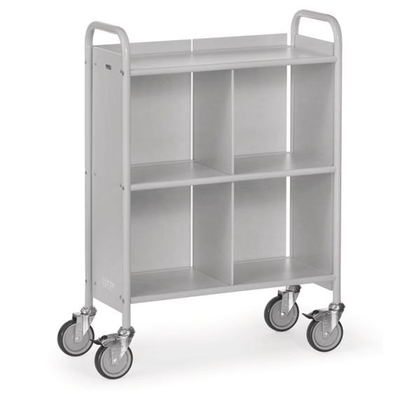 Desserte de bureau L810xL385xH1100mm gris clair/gris clair 4 compartiments avec dossier.-Leggi tutto