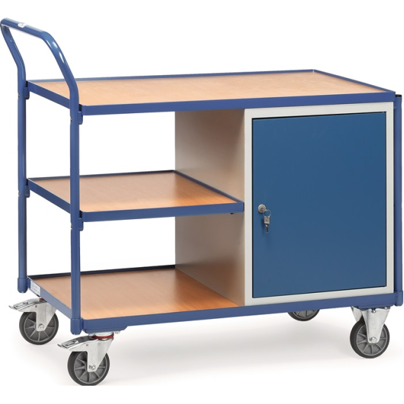 Tischwagen 2632 3 Ladeflächen L1000xB600mm brillantblau Trgf.300kg m.1 Schrank Tischwagen 2632 3 Ladeflächen L1000xB600mm brillantblau Trgf.300kg m.1 Schrank-Beschreibung lesen