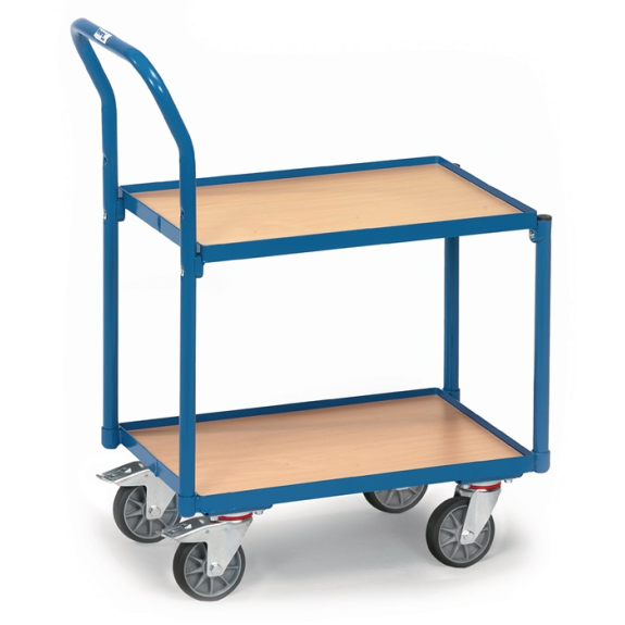 Tischwagen 2 Ladeflächen L605xB408mm brillantblau Trgf.250kg m.Bügel-Beschreibung lesen