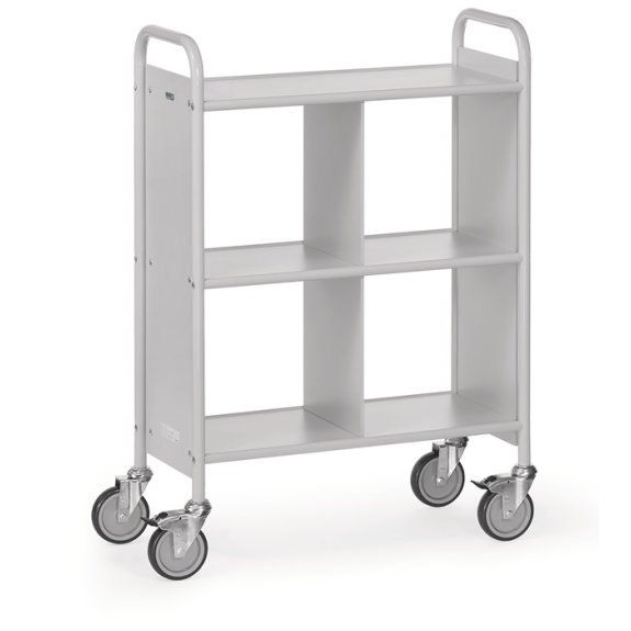 Desserte de bureau L810xL385xH1100mm gris clair/gris clair 4 compartiments sans dossier.-Leer más