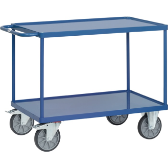 Tischwagen Bügel waagerecht 2Stahlblechwan L1200xB800mm Rand-H.10mm brillantbl-Beschreibung lesen