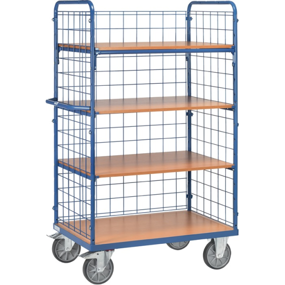 Etagenwagen L1200xB800xH1800mm Trgf.600kg 4Etagen Stirn-u.Längswand, Drahtgitter Etagenwagen L1200xB800xH1800mm Trgf.600kg 4Etagen Stirn-u.Längswand, Drahtgitter-Beschreibung lesen