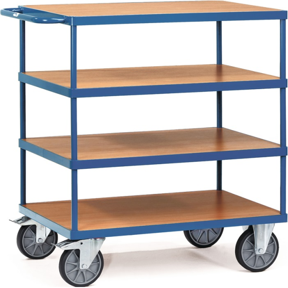 Tischwagen 4 Ladeflächen L850xB500mm brillantblau Trgf.500kg-Beschreibung lesen