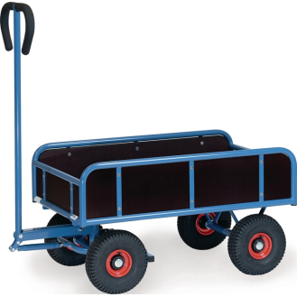 Handwagen mit 4 Sperrholzwänden Ladefläche L945xB545mm Luftbereifung Tragfähigkeit 400kg-Beschreibung lesen