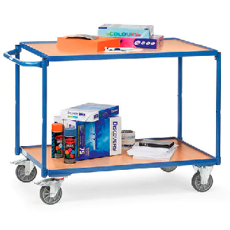 Servante 300 kg, 2 plateaux avec barres de poussée-Lire la description