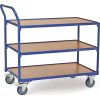 Tischwagen 3 Ladeflächen L1200xB800mm brillantblau Trgf.300kg Bügel senkrecht