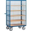 Etagenwagen L1370xB800xH1792mm Trgf.750kg 4Etagen Drahtgitter,1 Längsseite offen