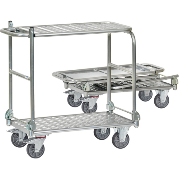 Tischwagen Alu 2 Ladeflächen L900xB600mm Trgf.200kg klappbar Tischwagen Alu 2 Ladeflächen L900xB600mm Trgf.200kg klappbar-Beschreibung lesen