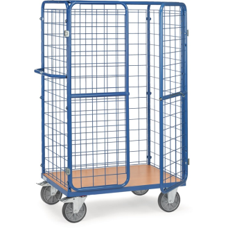 Paketwagen Drahtgitterverkleidung L1200xB800mm brillantblau mit Flügeltüren und Dach-Beschreibung lesen