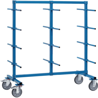 Tragarmwagen L1600xB800mm zweis.STA brillantblau 24 Tragarme höhenv-Beschreibung lesen