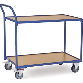 Tischwagen 2 Ladeflächen L1200xB800mm brillantblau Trgf.300kg Bügel senkrecht-Beschreibung lesen