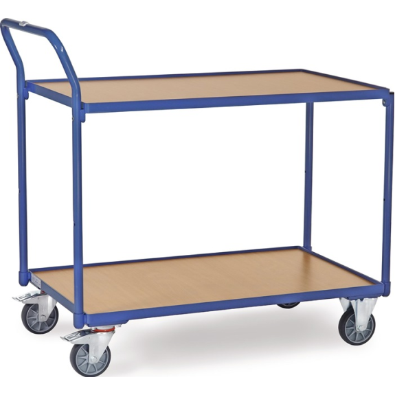 Chariot de table 2 zones de chargement L1200xL800mm bleu brillant Trgf.300kg support vertical-Leggi tutto