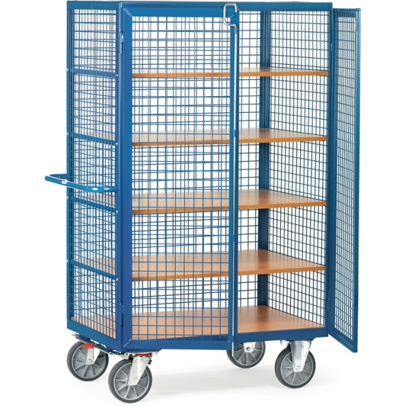 Etagenwagen L1370xB840xH1792mm Trgf.750kg 4Etagen Drahtgitter Flügeltür SV-Beschreibung lesen