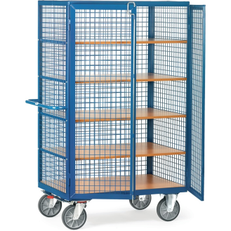 Etagenwagen L1370xB840xH1792mm Trgf.750kg 4Etagen Drahtgitter Flügeltür SV-Beschreibung lesen