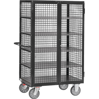 Etagenwagen L1370xB845xH1792mm Trgf.750kg 5Etagen Drahtgitter, mit Flügeltür-Beschreibung lesen
