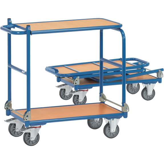 Tischwagen 2 Ladeflächen L900xB600mm brillantblau Trgf.250kg klappbar Tischwagen 2 Ladeflächen L900xB600mm brillantblau Trgf.250kg klappbar-Beschreibung lesen