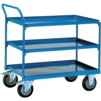 Tischwagen Bügel senkrecht 3Stahlblechwan L1000xB700mm Rand-H.40mm brillantbl-Beschreibung lesen