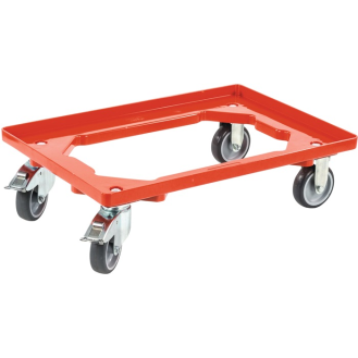 Kistenroller Trgf.250kg Gummi-Bereifung L600xB400mm Ku.rot-Beschreibung lesen