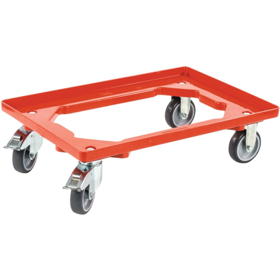 Kistenroller Trgf.250kg Gummi-Bereifung L600xB400mm Ku.rot-Beschreibung lesen