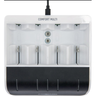 Schnellladegerät NiBC-ComfortMulti-USB-cb m.USB-Eingang 1,2 V NiMH-Beschreibung lesen