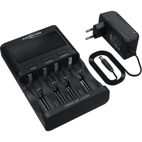 Chargeur universel UBC-Powerline4Ultra-EU-cb avec alimentation 1,2 V NiMH, Li-Ion 3,6 V-Lire la description