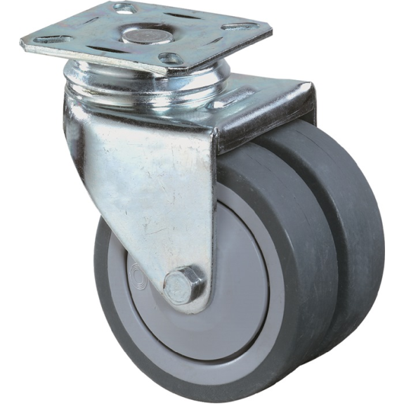 Doppel-Lenkrolle 50mm 60kg o.Festst.Gum.grau 60x60mm-Beschreibung lesen