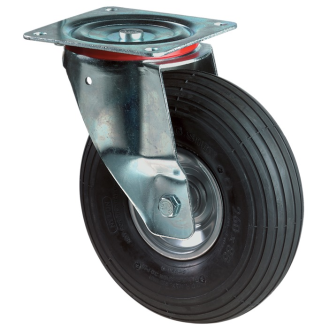 Luftrad D.200mm Trgf.75kg Lenkrolle m.Plte Rillenprofil-Beschreibung lesen