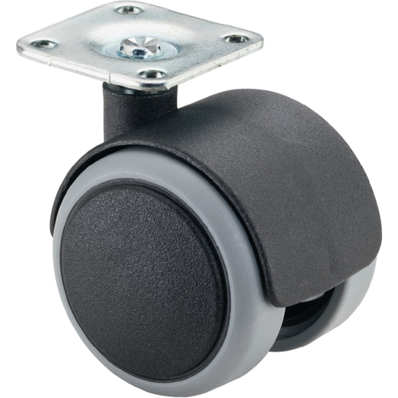 Kunststoffdoppelrolle D.50mm Trgf.50kg m.Plte PA-Beschreibung lesen