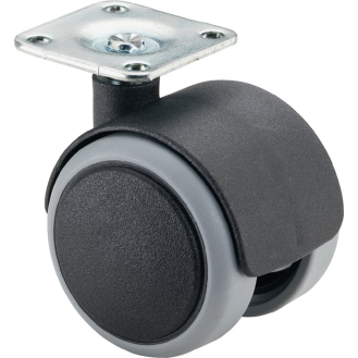 Kunststoffdoppelrolle D.50mm Trgf.50kg m.Plte PA-Beschreibung lesen