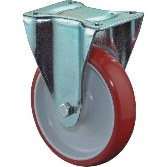 Bockrolle D.125mm Trgf.150kg Guß-PU Plte L104xB80mm-Beschreibung lesen