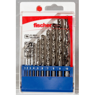 Coffret plastique de 10 meches acier HSS-G O1-10 x 1,0 mm, FIS536603-Lire la description
