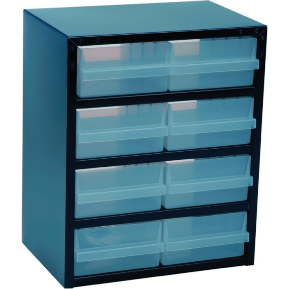 Kleinteilemagazin B357xT255xH435mm galvanisiertes Stahlbl.8 Schubl.-Beschreibung lesen
